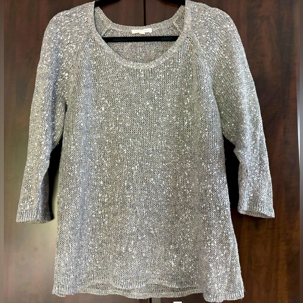 EILEEN FISHER Silver-Flecked Shimmering Sweater size XL Linen Blend